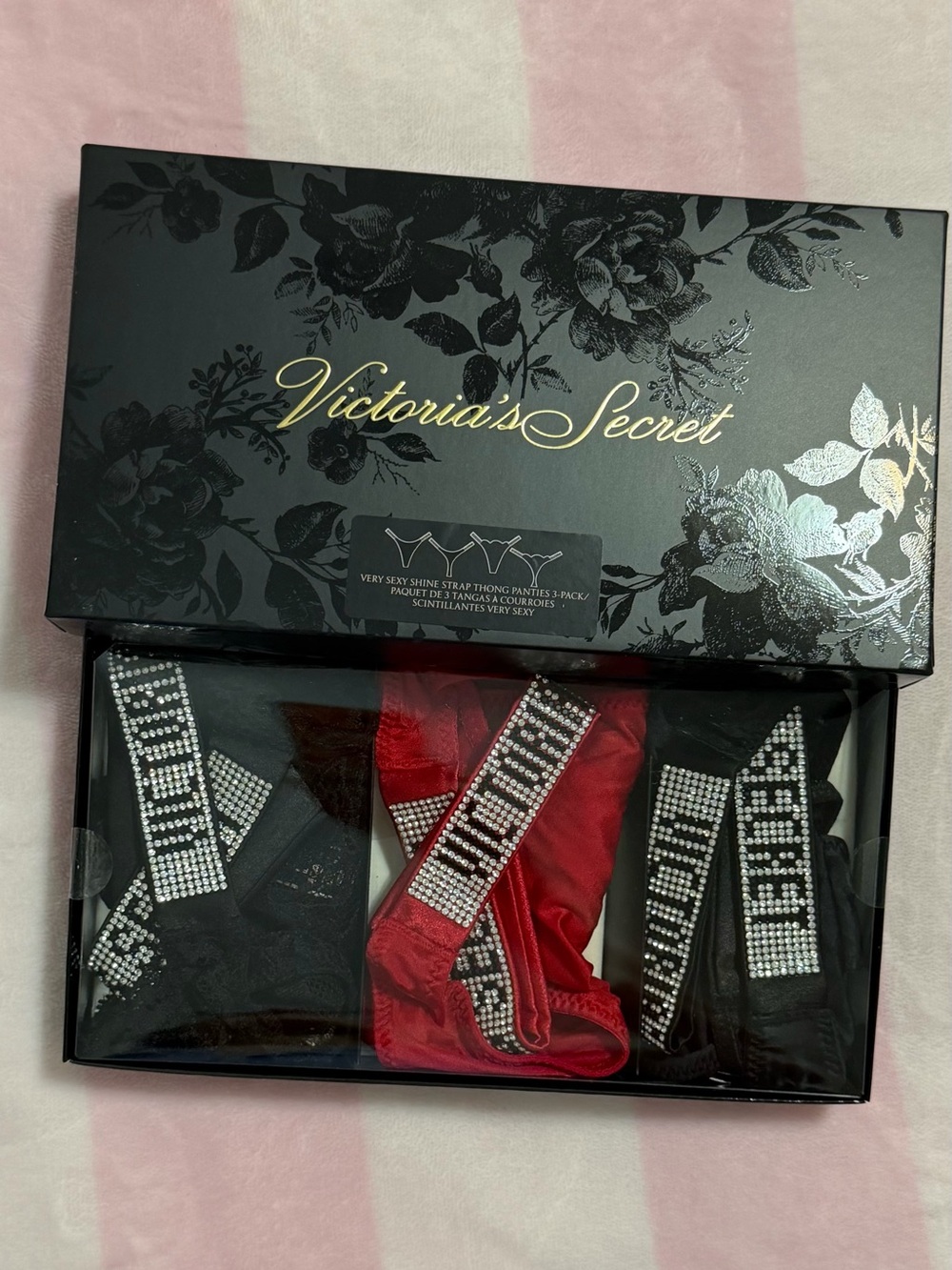 NEW ( XL ) Victoria's Secret Very Sexy Shine Strap Thong Panty Box Set